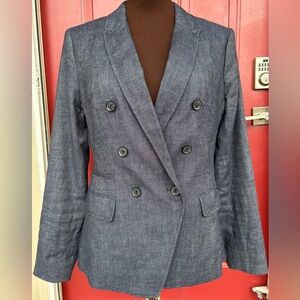 NWOT BANANA REPUBLIC s4 linen bld blazer-dbl breast-flattering cut-fully lined